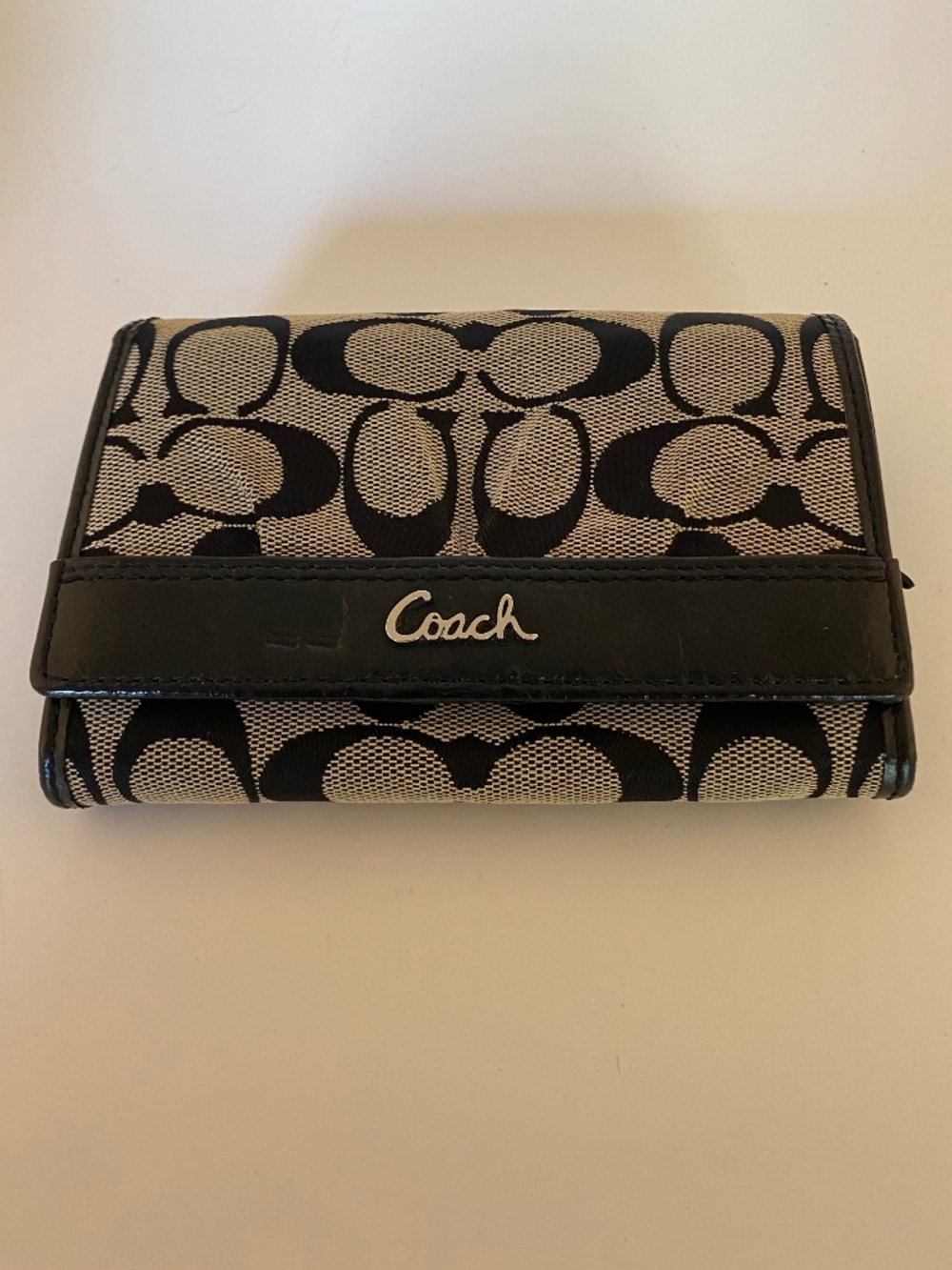 Coach Soho Signature Pleated Snap Clutch, Black & White Jacquard (New)